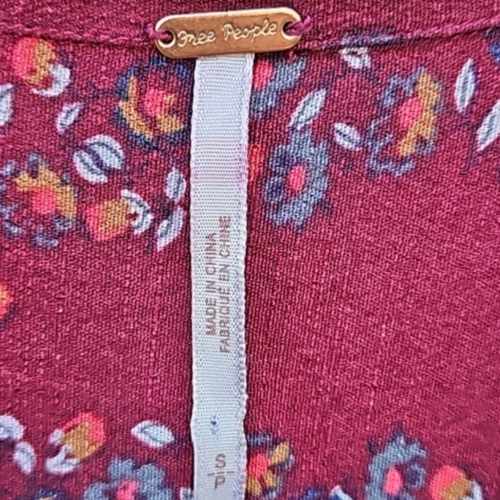 Free People Slubby Crinkle Floral Button Down Shirt Dress - Picture 2 of 4